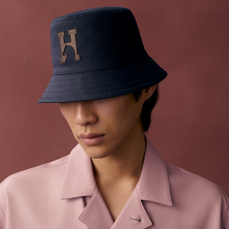 帽子 HERMES Bucket Hat Wool Hermès Wool Reversible H Bucket Hat - Blue Hats, Accessories